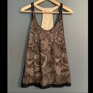 Black Lace Raceback-Style Sleeveless Blouse